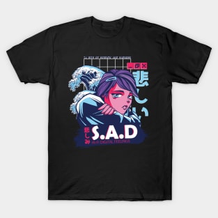 sad anime vaporwave girl T-Shirt